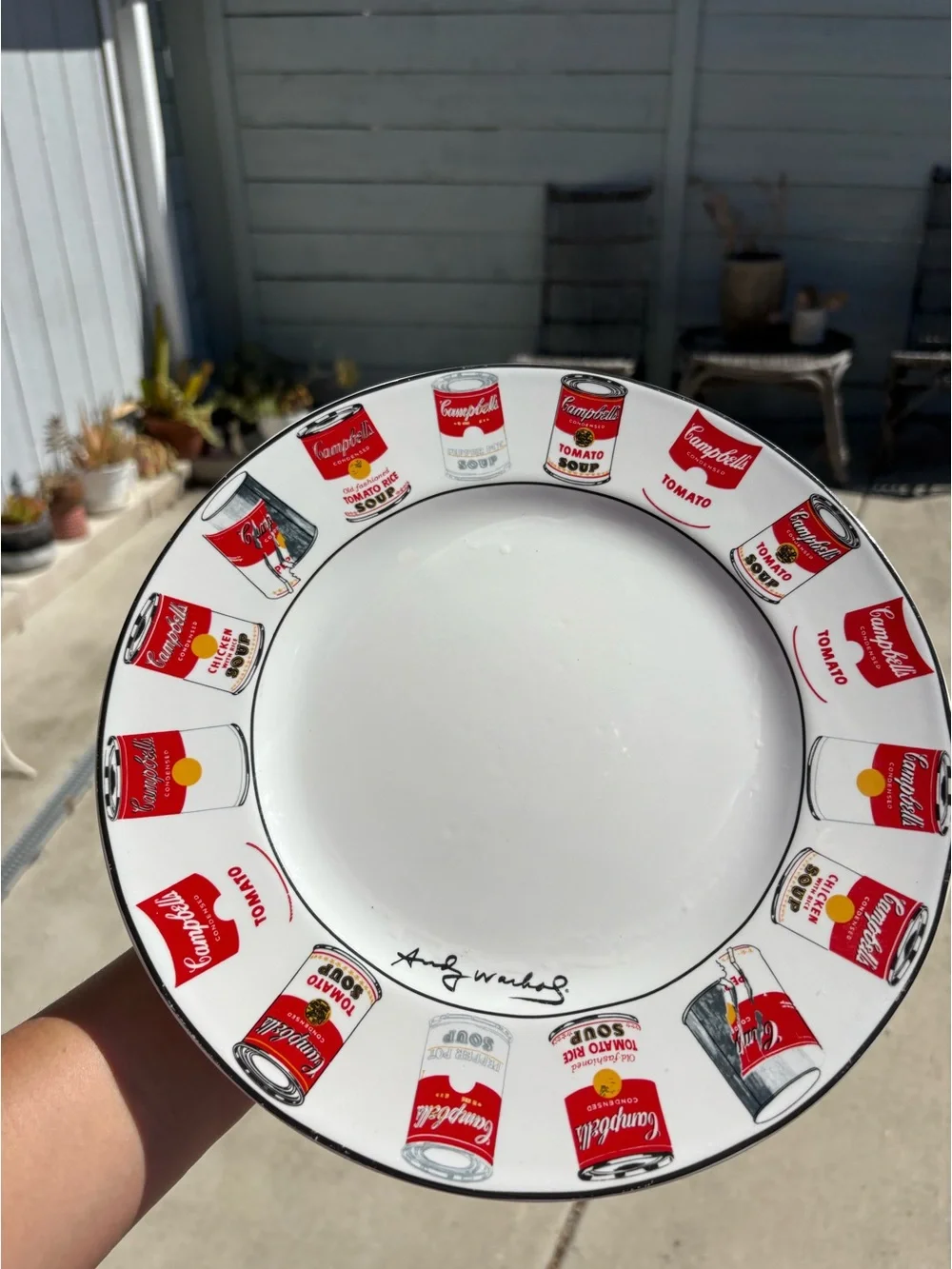 Set of 6 ANDY WARHOL POP ART CAMPBELL’S SOUP Cans 10.5” White Dinner Plate BLOCK